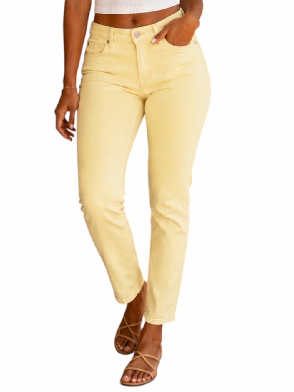 7 For All Mankind 30 Yellow Skinny Ankle Jeans Spring Summer Vacation